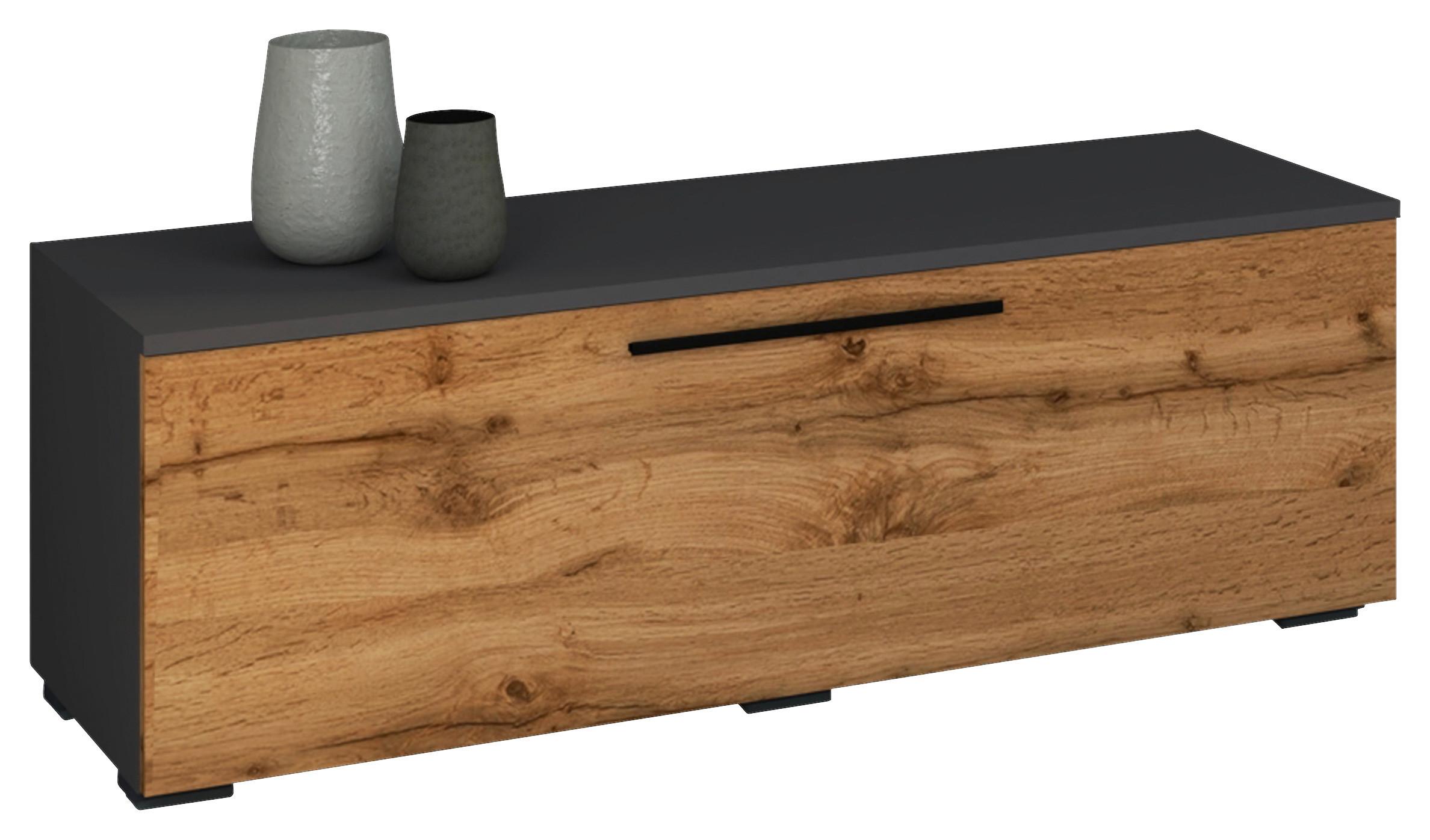 Nízka komoda Arila š: 115 cm, antracitová - čierna/dub medový, Modern, kompozitné drevo/plast (115/39/40cm) - MID.YOU