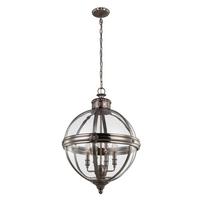 Kronleuchter H: 83,2 Cm 4-Flammig Vintage Look - Nickelfarben, Natur, Glas/Metall (49.8/83.2cm) - Elstead Lighting