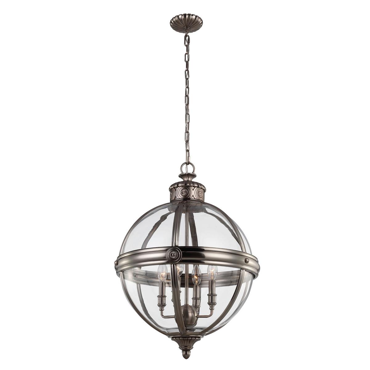 Kronleuchter H: 83,2 Cm 4-Flammig Vintage Look - Nickelfarben, Natur, Glas/Metall (49.8/83.2cm) - Elstead Lighting