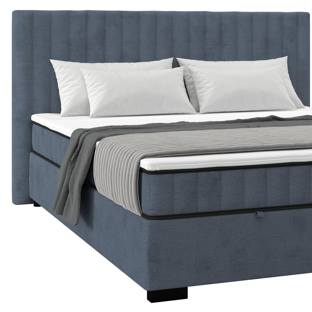 Boxbett Maya inkl. Bettkasten Graublau 200x220 cm - Graublau/Schwarz, MODERN, Holz/Holzwerkstoff (200/220cm)