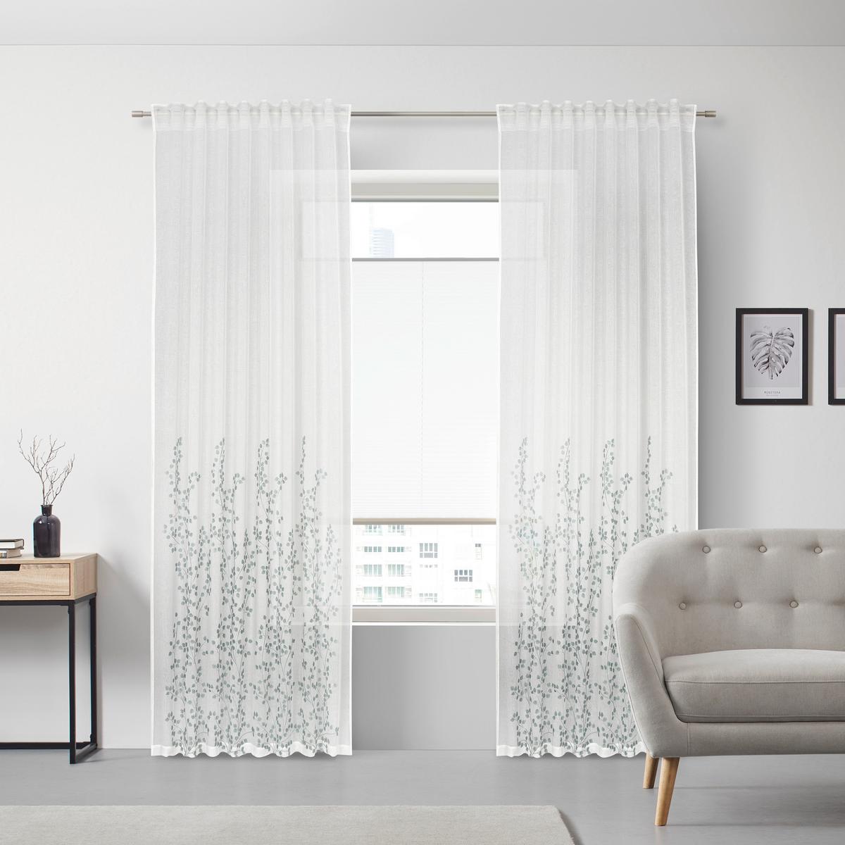 HOTOVÝ ZÁVĚS Livie, 135/245 cm - bílá/světle zelená, Basics, textil (135/245cm) - Mömax