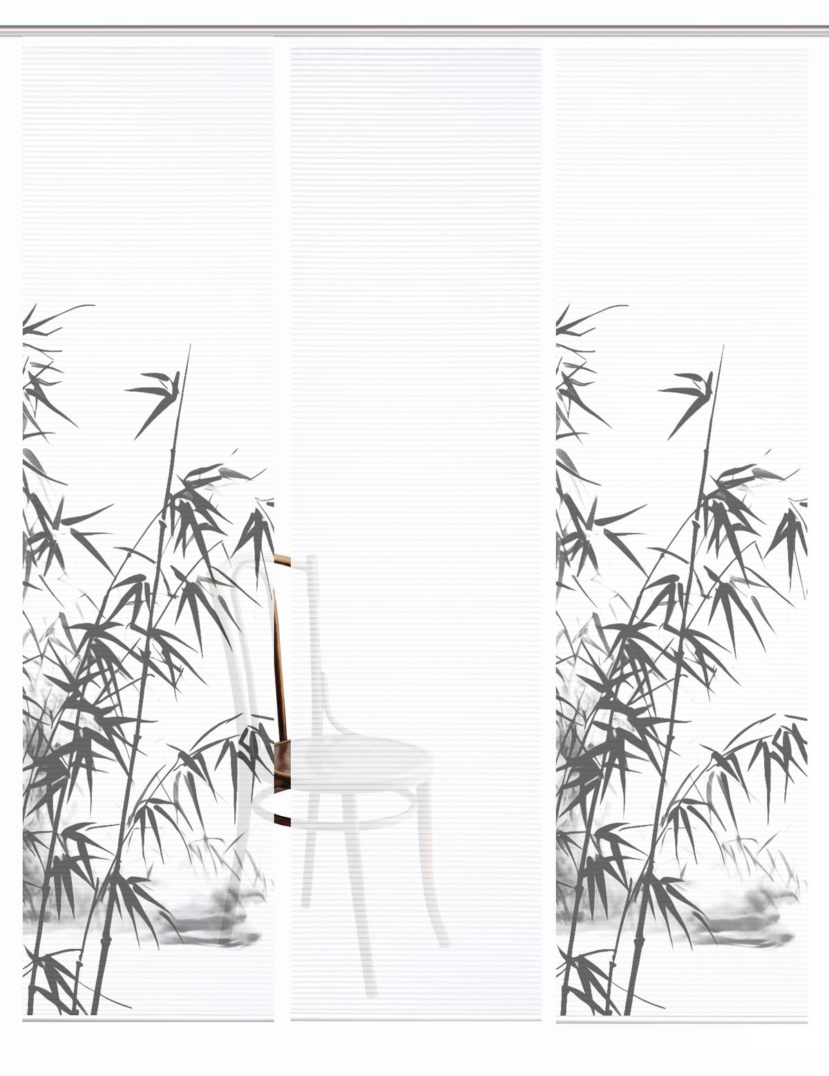 Flächenvorhang Rufus 3er Set - Grau Hochglanz/Weiß, Natur, Textil (60/245cm)