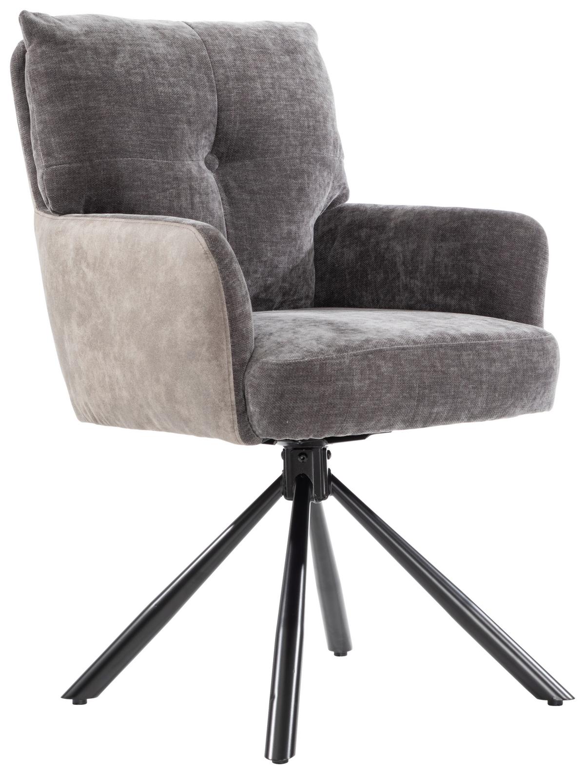 ŽIDLE S PODRUČKAMI SOPHIE - šedá/černá, Moderní, kov/textil (60/93/67cm) - Premium Living