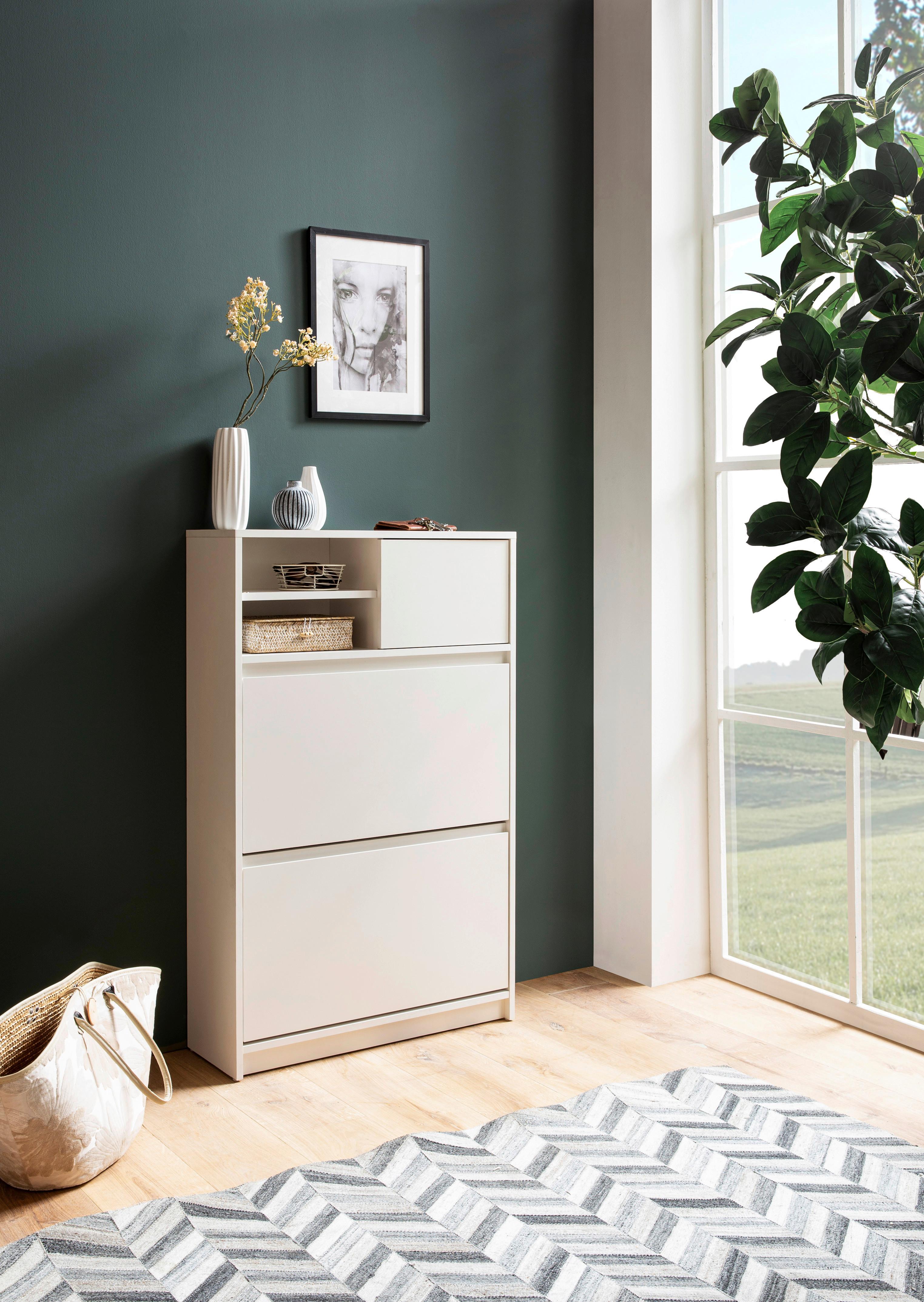 Schuhschrank Weiß B: 71 Cm - Weiß, Design, Holzwerkstoff (71/110/24cm) - MID.YOU