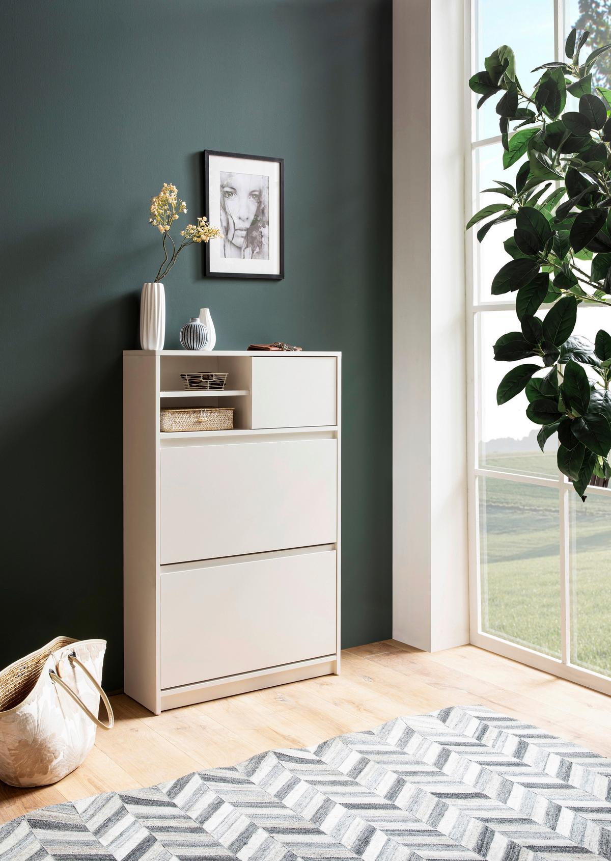 Schuhschrank Weiß B: 71 Cm - Weiß, Design, Holzwerkstoff (71/110/24cm) - MID.YOU