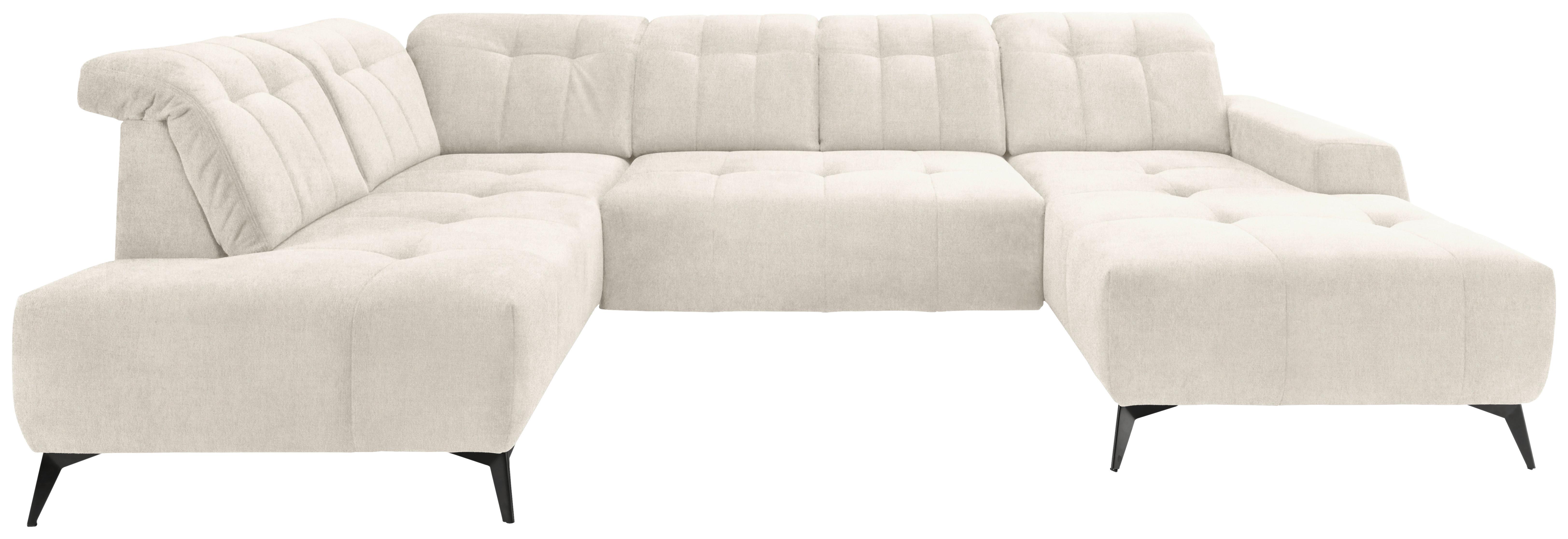 Ecksofa, Sitzvorzug Elektrisch Sano, Creme, 200x337x180 cm - Creme/Schwarz, MODERN, Textil (200/337/180cm) - Livetastic
