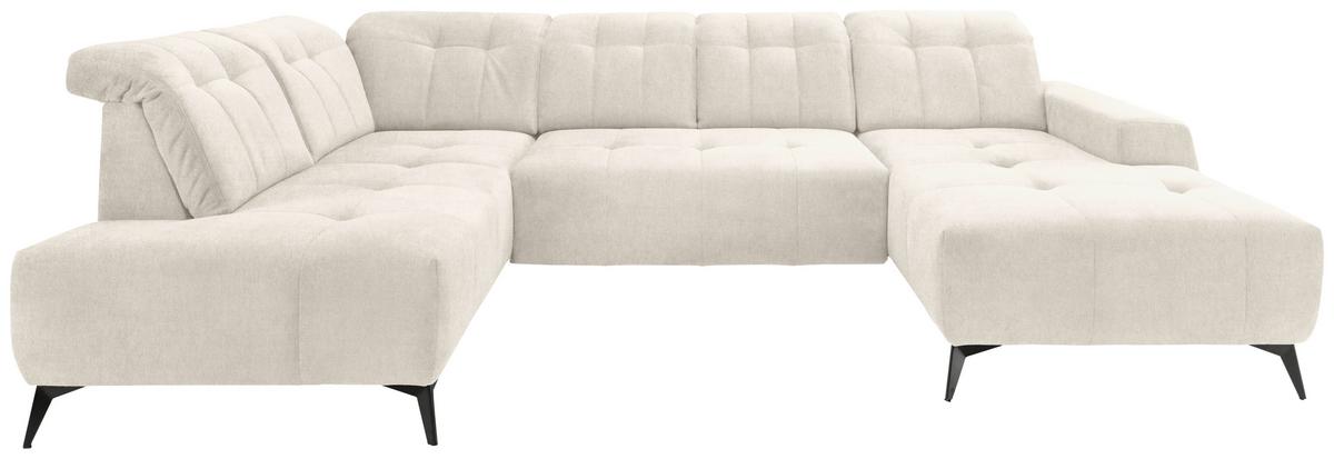 Ecksofa, Sitzvorzug Elektrisch Sano, Creme, 200x337x180 cm - Creme/Schwarz, MODERN, Textil (200/337/180cm) - Livetastic