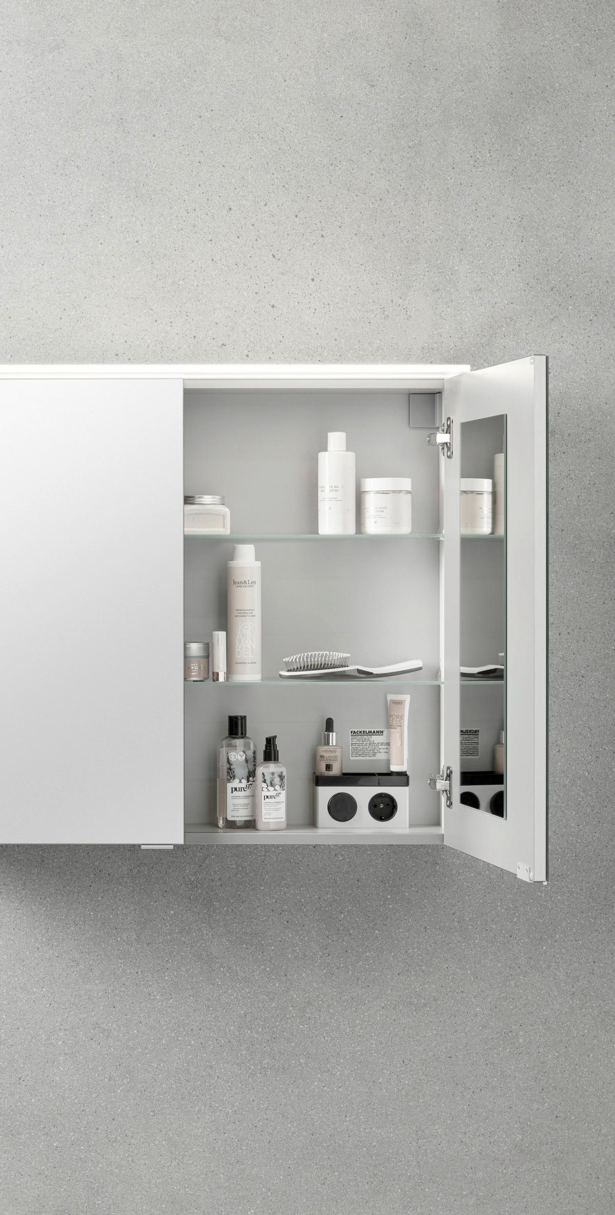Badezimmer B.Perfekt Weiß 3-Teilig - Weiß Hochglanz/Weiß, Basics, Glas/Keramik (103cm) - MID.YOU
