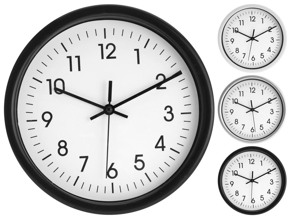 Wanduhr Fleurelle Versch. Farben, D: 20 Cm - Silberfarben/Schwarz, Kunststoff (20/20/4cm)