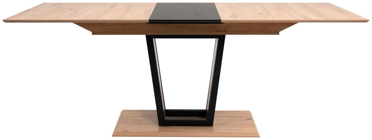 Esstisch Soria Schwarz/ Eiche Artisan D. L: 160-200cm - Schwarz/Eiche Artisan, MODERN, Holzwerkstoff/Metall (160-200/90/76cm) - MID.YOU