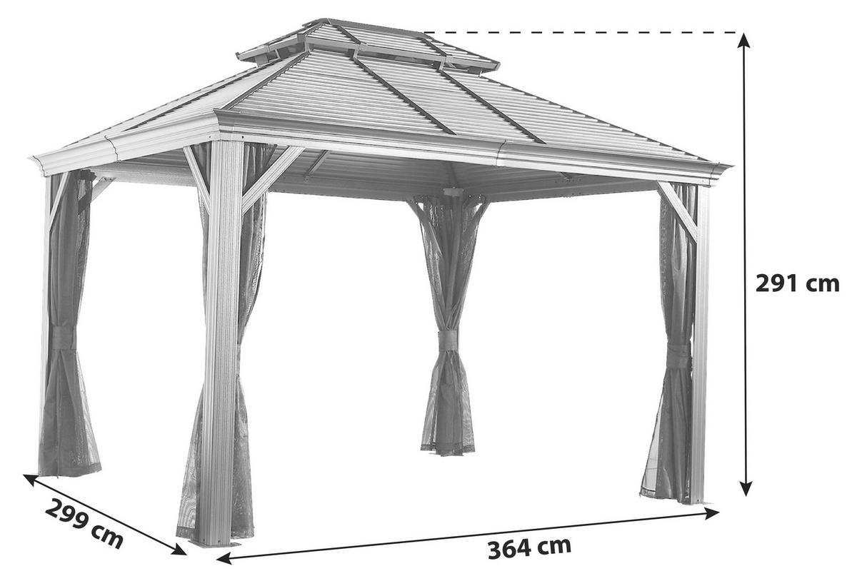 Pavillon Mykonos 364x299 Cm Sturmfest Gartenpavillon - Anthrazit, Basics, Metall (364/291/299cm)