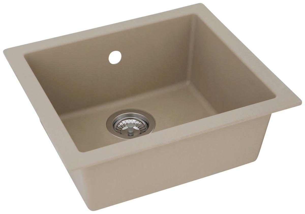 Spüle Respekta Ohio Kunststein Bxt: 50x44 Cm - Beige, Trend, Glas/Kunststoff (50/19/44cm) - Respekta