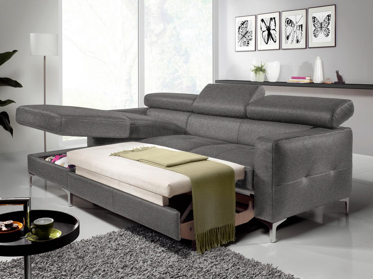 Ecksofa Mit Schlaffunktion Sammy Graubraun - Chromfarben/Graubraun, Design, Textil (169/226cm) - Livetastic