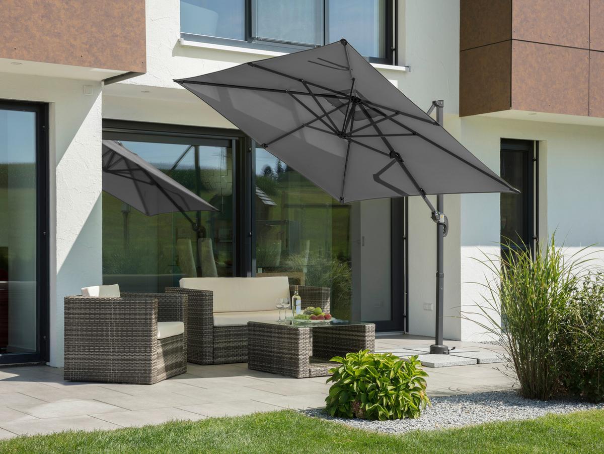 Ampelschirm Rhodos Junior BxHxT: 230x239x300 cm Anthrazit - Anthrazit, Basics, Textil/Metall (230/239/300cm) - Schneider