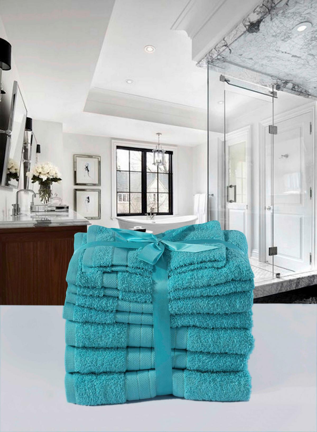 Frottierset 8-teilig, 50x100 Türkis - Türkis, Basics, Textil