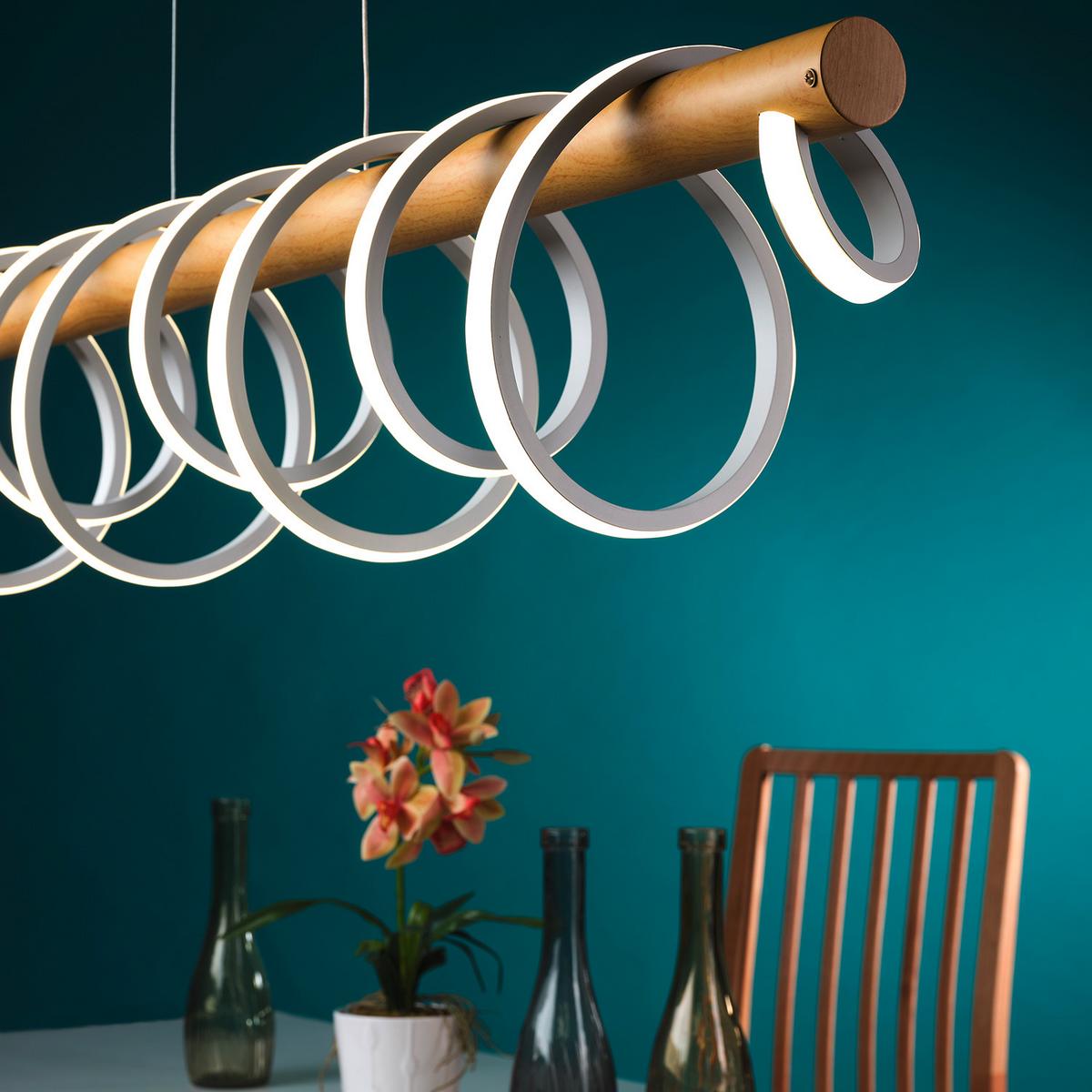 Led-hängeleuchte 5008/s - Weiß/Akaziefarben, Natur, Metall (112/22/130cm)