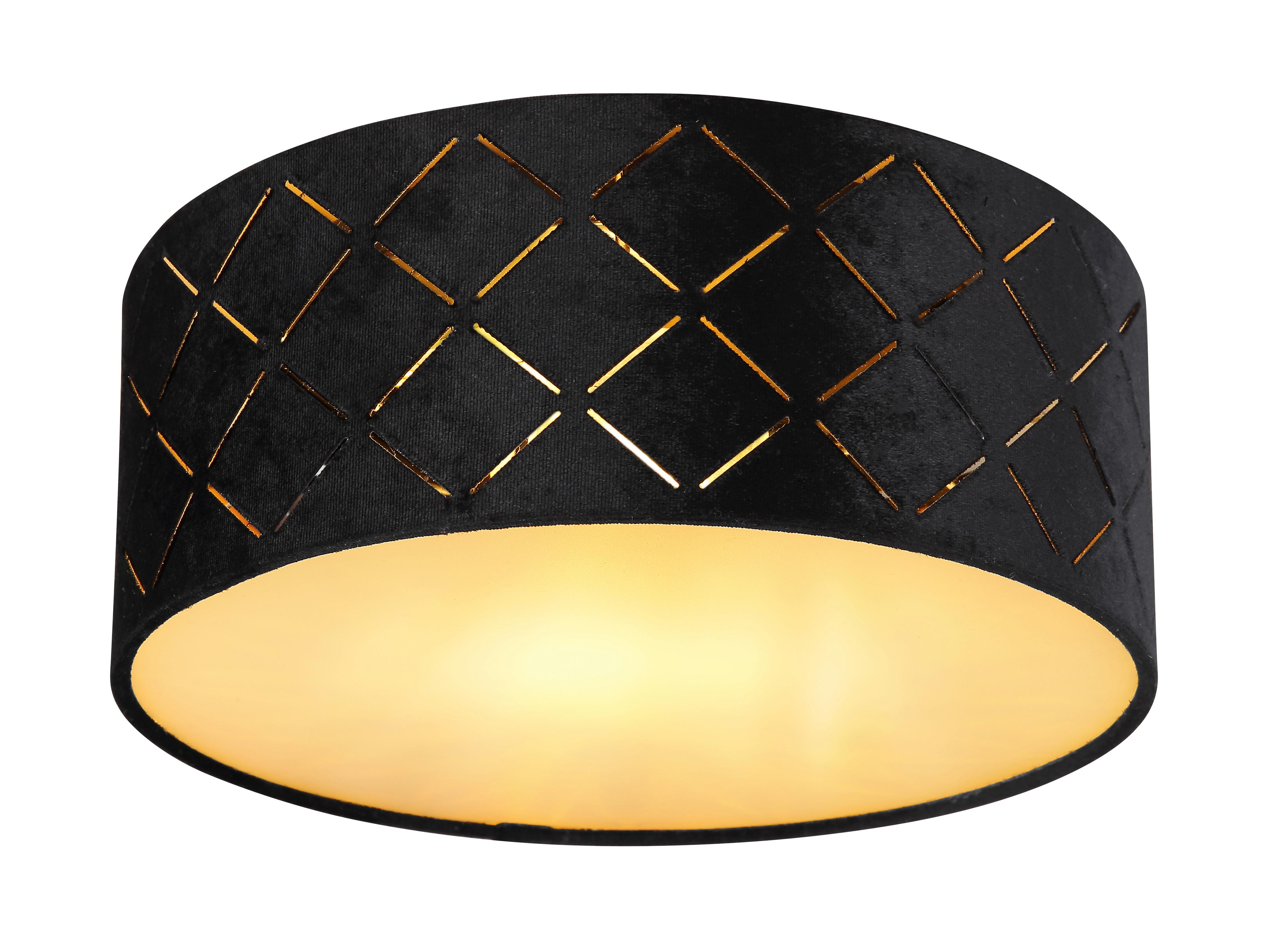 Deckenleuchte Ø 26 cm 1-Flammig Samt - Opal/Schwarz, Basics, Kunststoff/Textil (26/10cm) - Globo