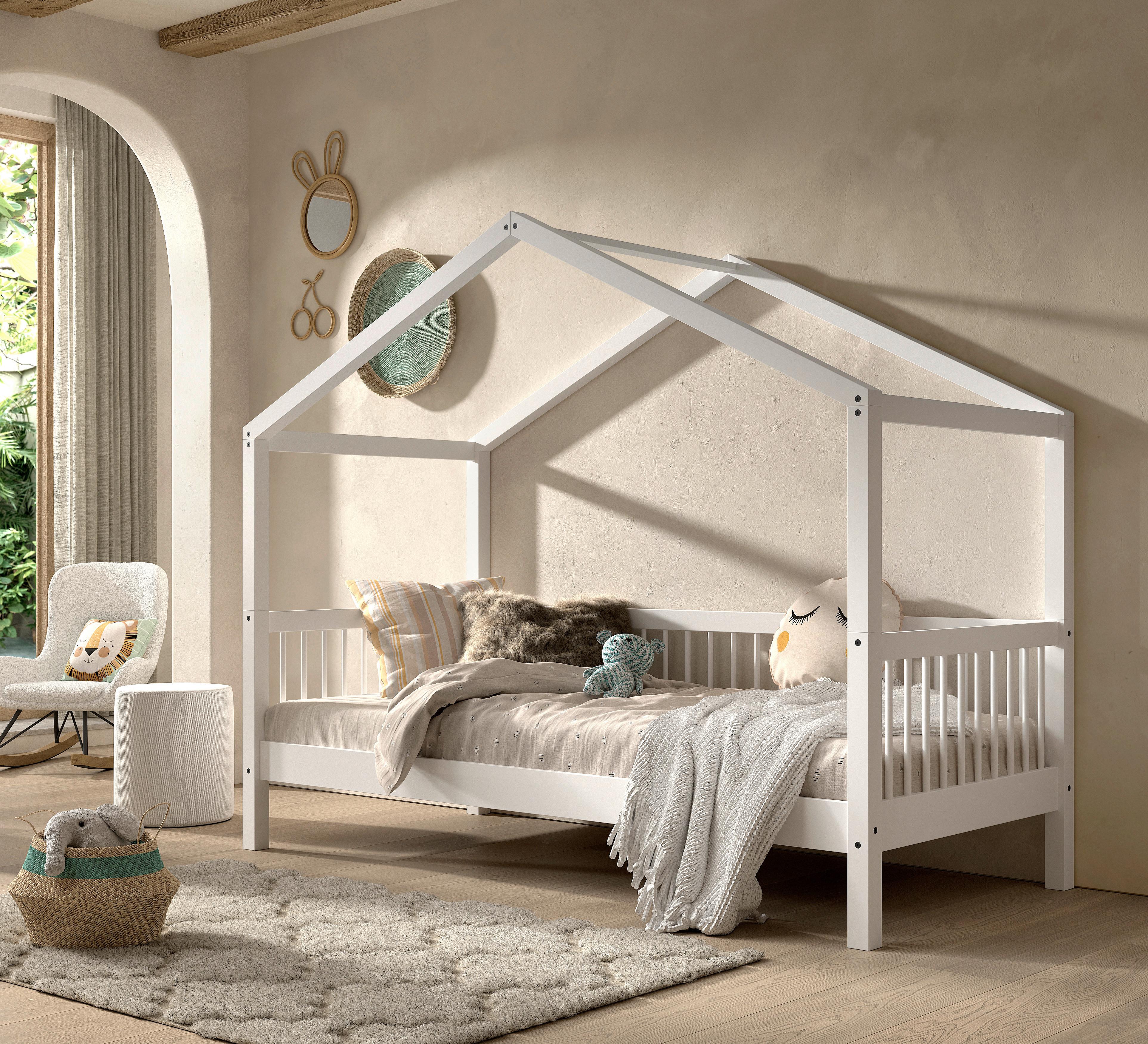Hausbett Forrest - Weiß/Naturfarben, MODERN, Holz (90/200cm) - MID.YOU