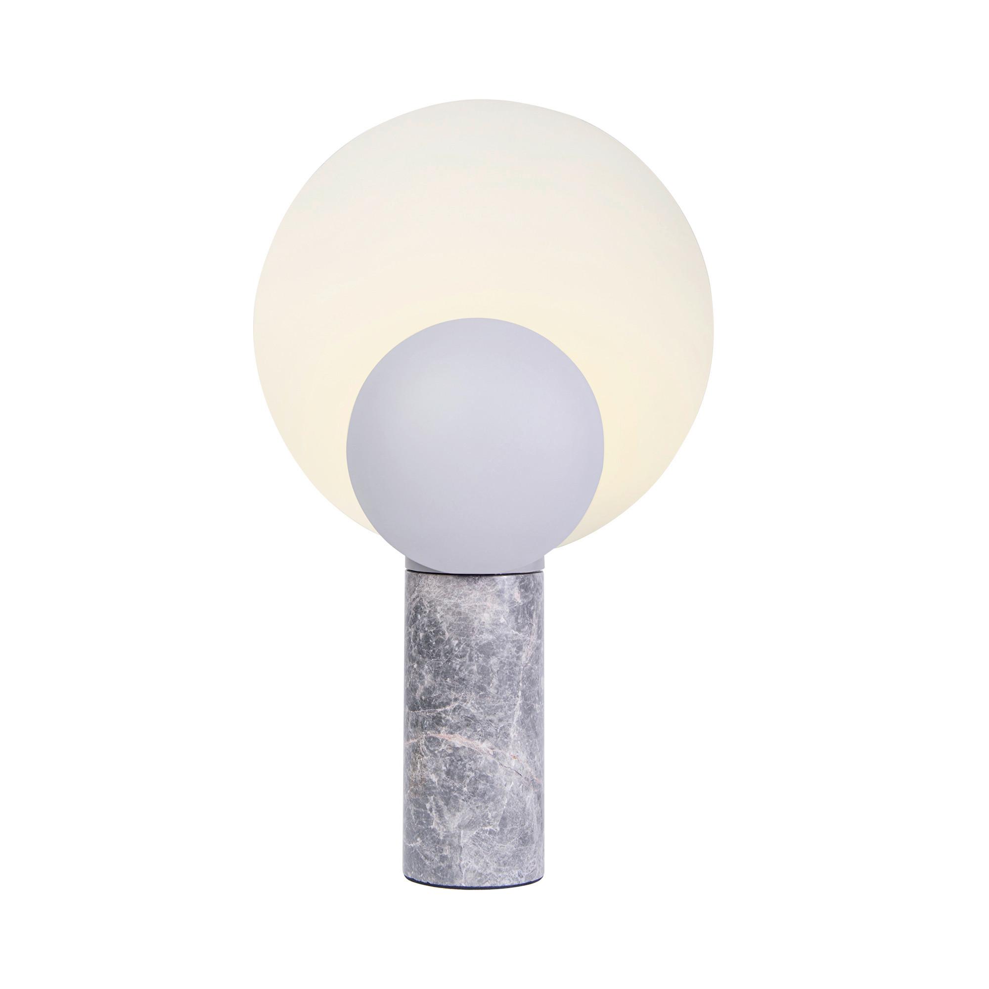 Tischleuchte Cache Grau Weiß D: 30 cm - Weiß/Grau, Design, Stein/Metall (30/49cm) - Nordlux