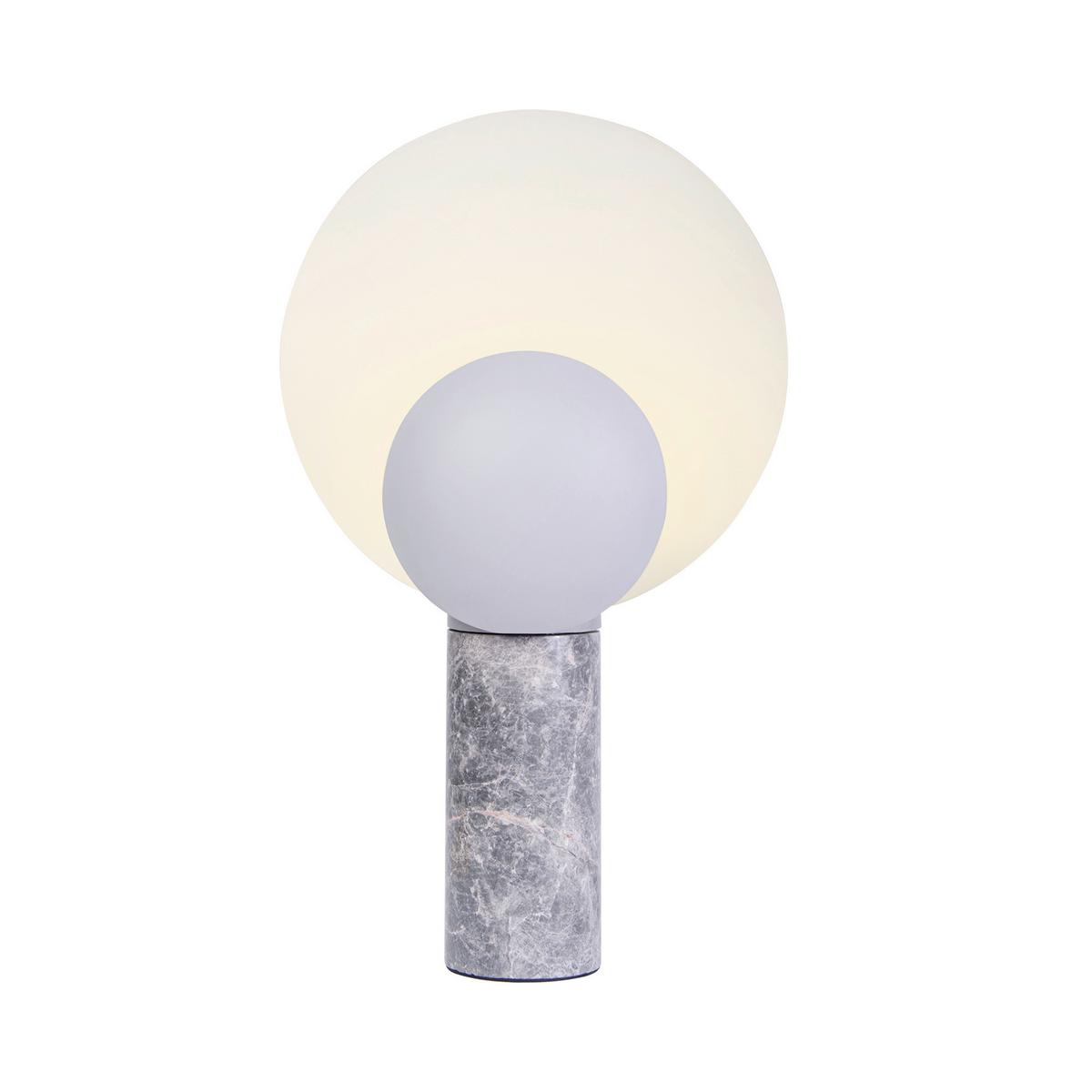 Tischleuchte Cache Grau Weiß D: 30 cm - Weiß/Grau, Design, Stein/Metall (30/49cm) - Nordlux