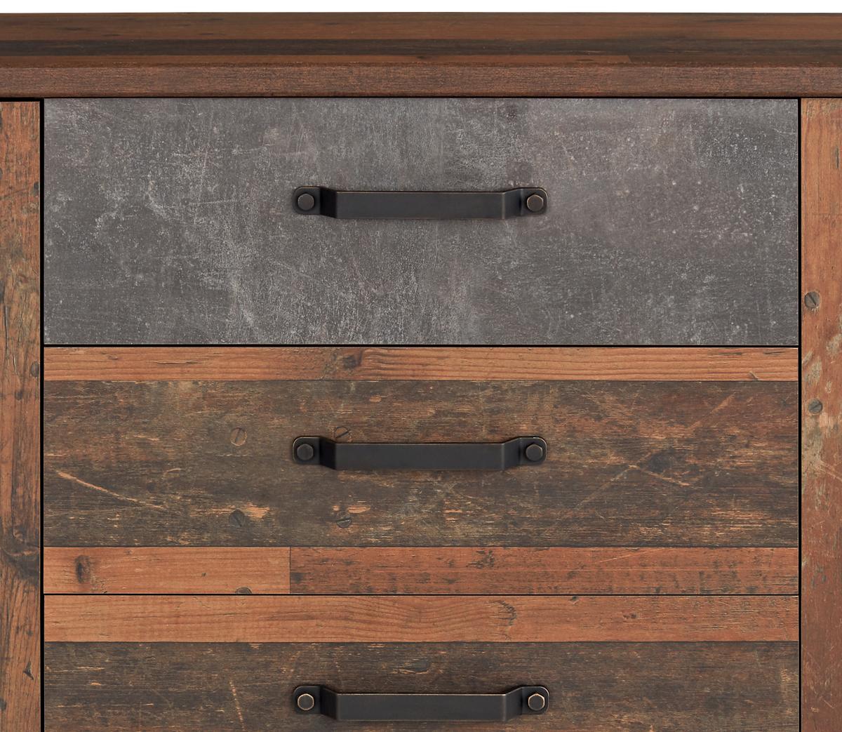 Kommode B: 162 Cm Ontario, Betonoptik Dunkel - Eichefarben/Dunkelgrau, MODERN, Holzwerkstoff (162/86/41,5cm) - Ondega