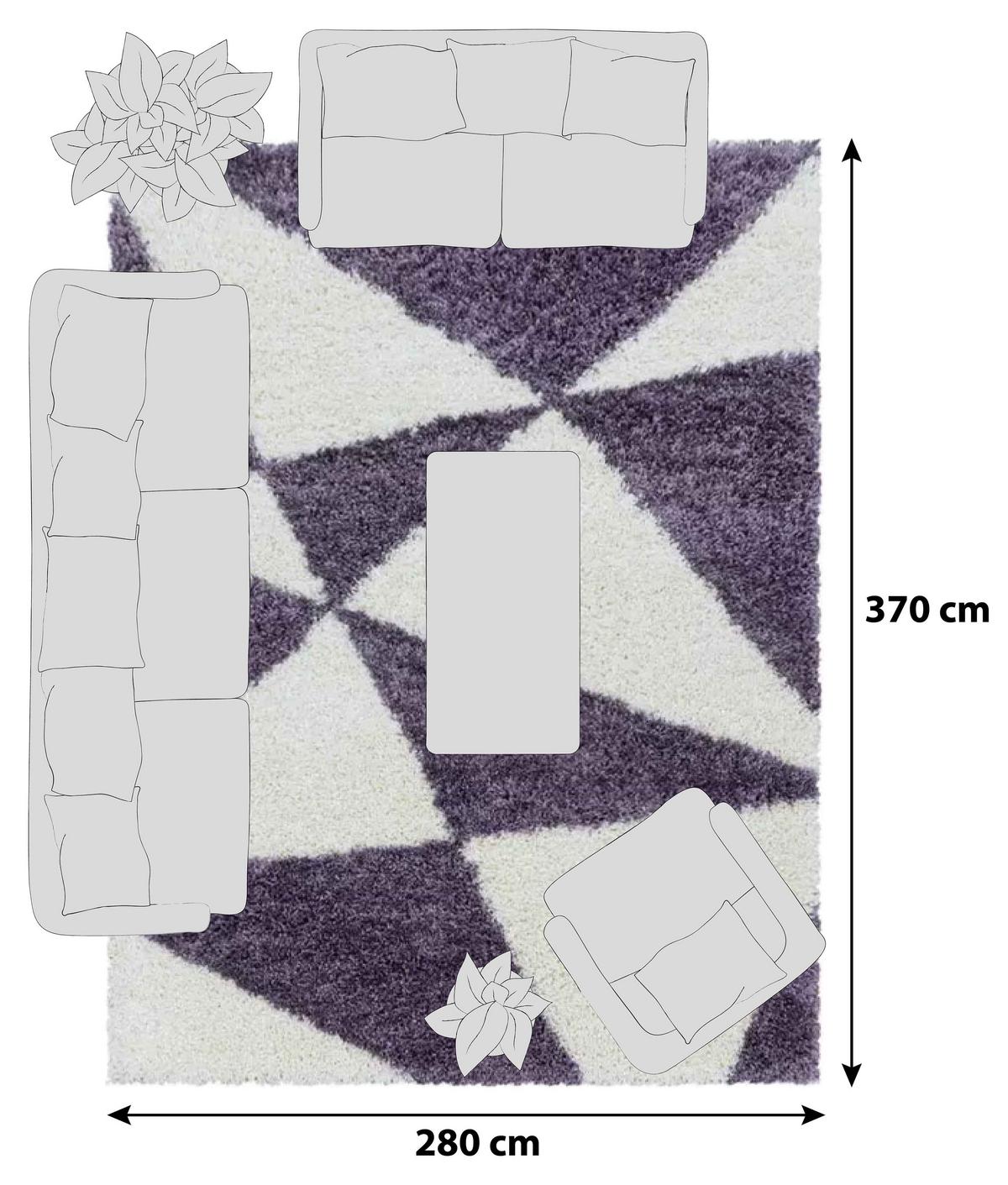 Hochflor Teppich Lila Naturfaser Tango 280x370 Cm - Lila, Design, Textil (280/370cm)