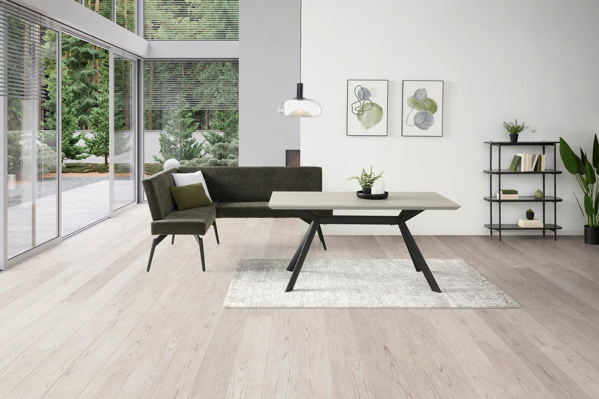 Eckbank Tinos Dunkelgrau, S: 150x190 Cm - Dunkelgrau/Schwarz, KONVENTIONELL, Textil/Metall (150/190cm) - MID.YOU