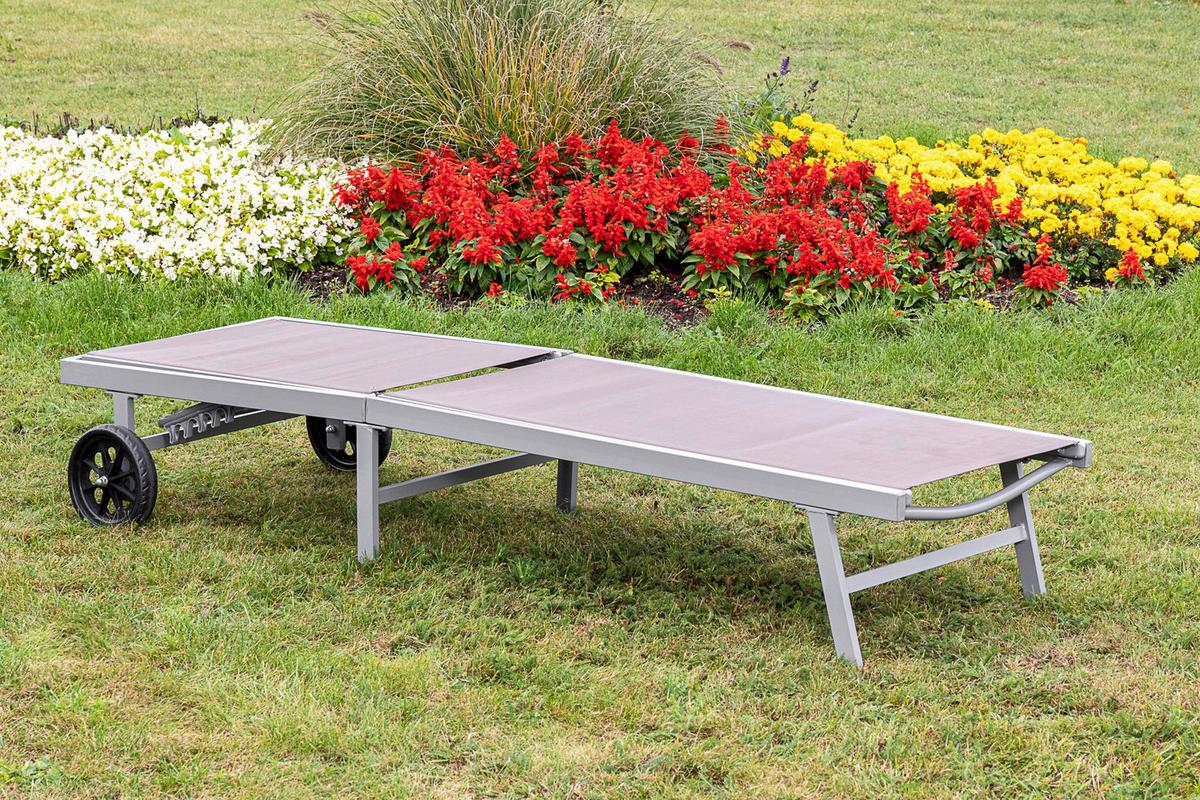 Sonnenliege Aktionsliege Tessin Aluminium, verstellbar - Taupe/Silberfarben, MODERN, Kunststoff/Metall (201/98/65cm) - Gardenson
