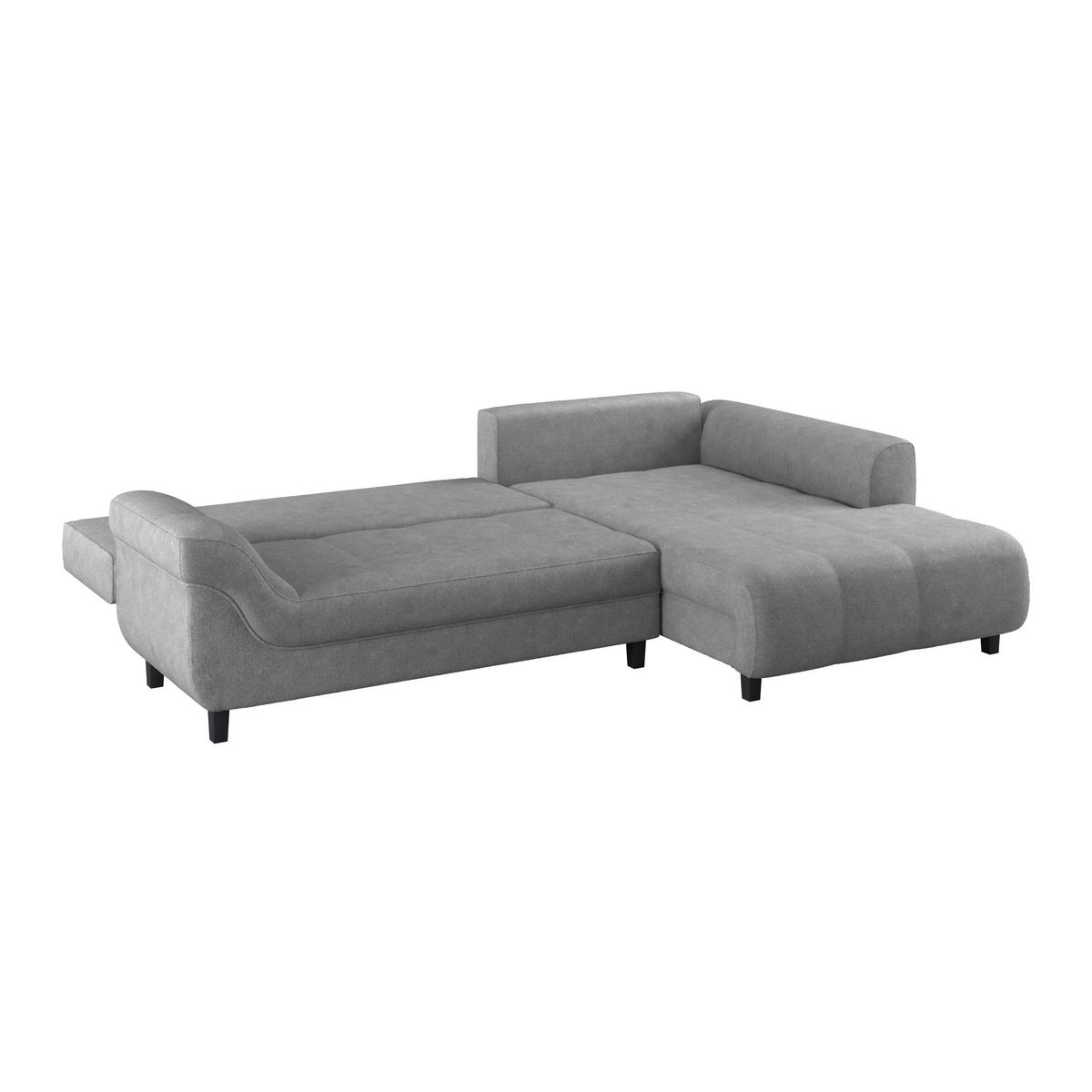 Rohová sedačka MENDOZA, pravá, sivá - čierna/sivá, Design, drevo/textil (309/197cm) - Ondega