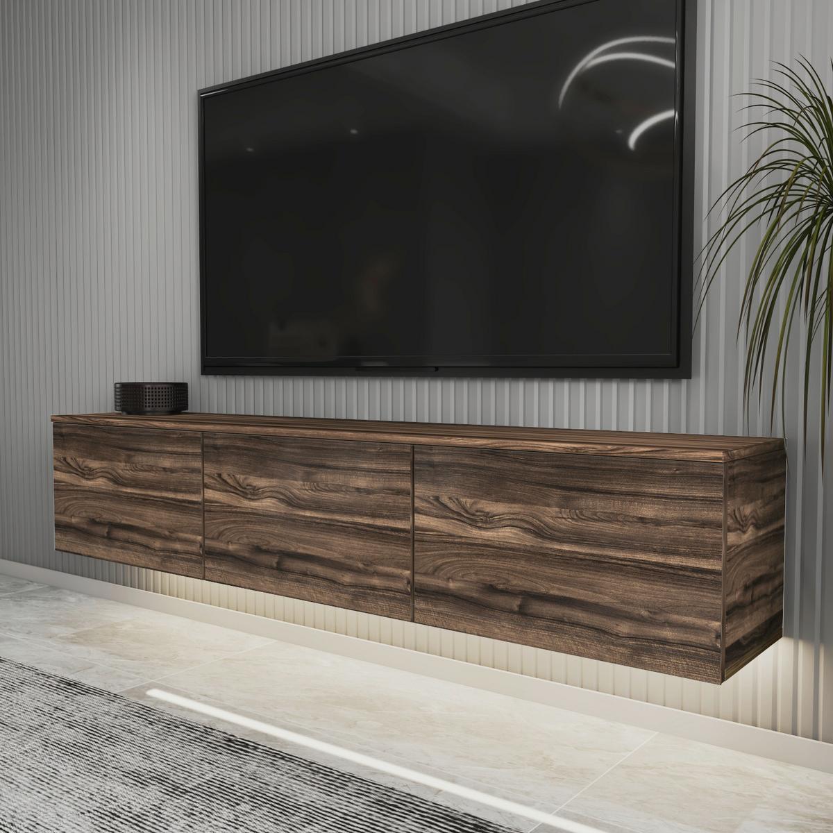 LOWBOARD Neon Nussbaumfarben B: 160cm - Eichefarben/Nussbaumfarben, Design, Holzwerkstoff (160/35/32cm) - Livetastic