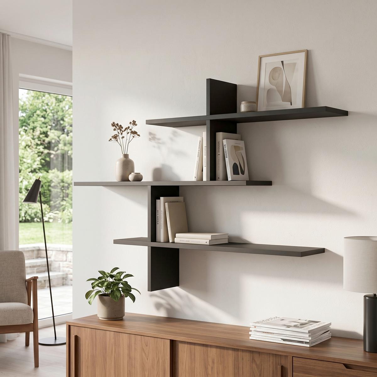 WANDREGAL LEO REGAL - Anthrazit, Design, Holzwerkstoff (123/81/22cm) - Livetastic