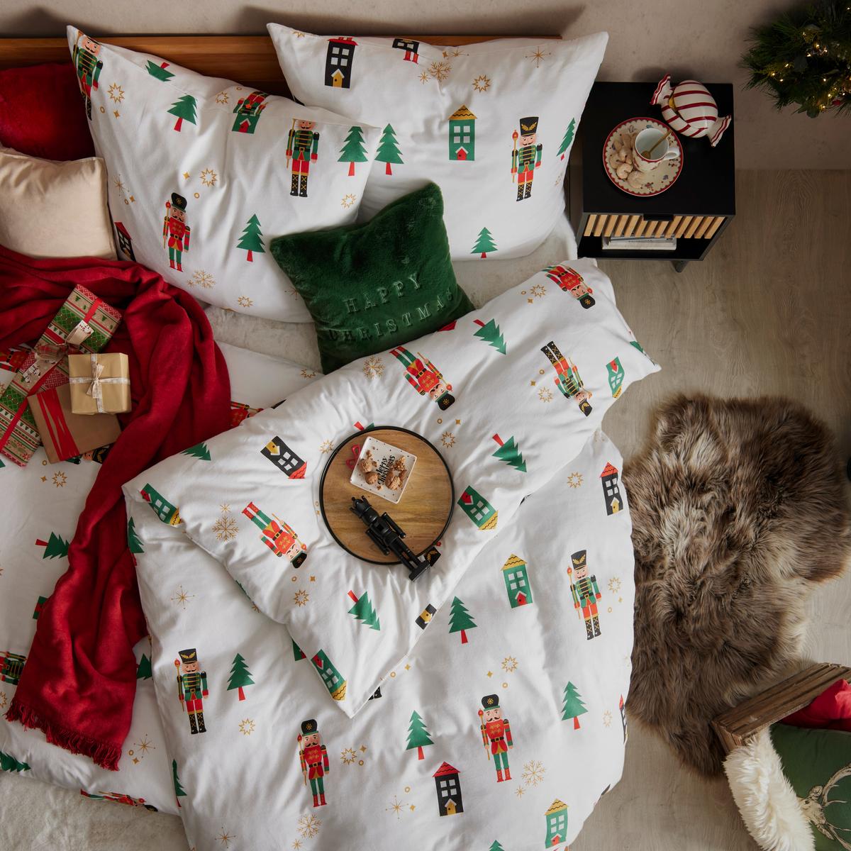 Kožešinový polštář Happy Christmas, 45/45cm - zelená, Konvenční, textil (45/45cm) - Modern Living