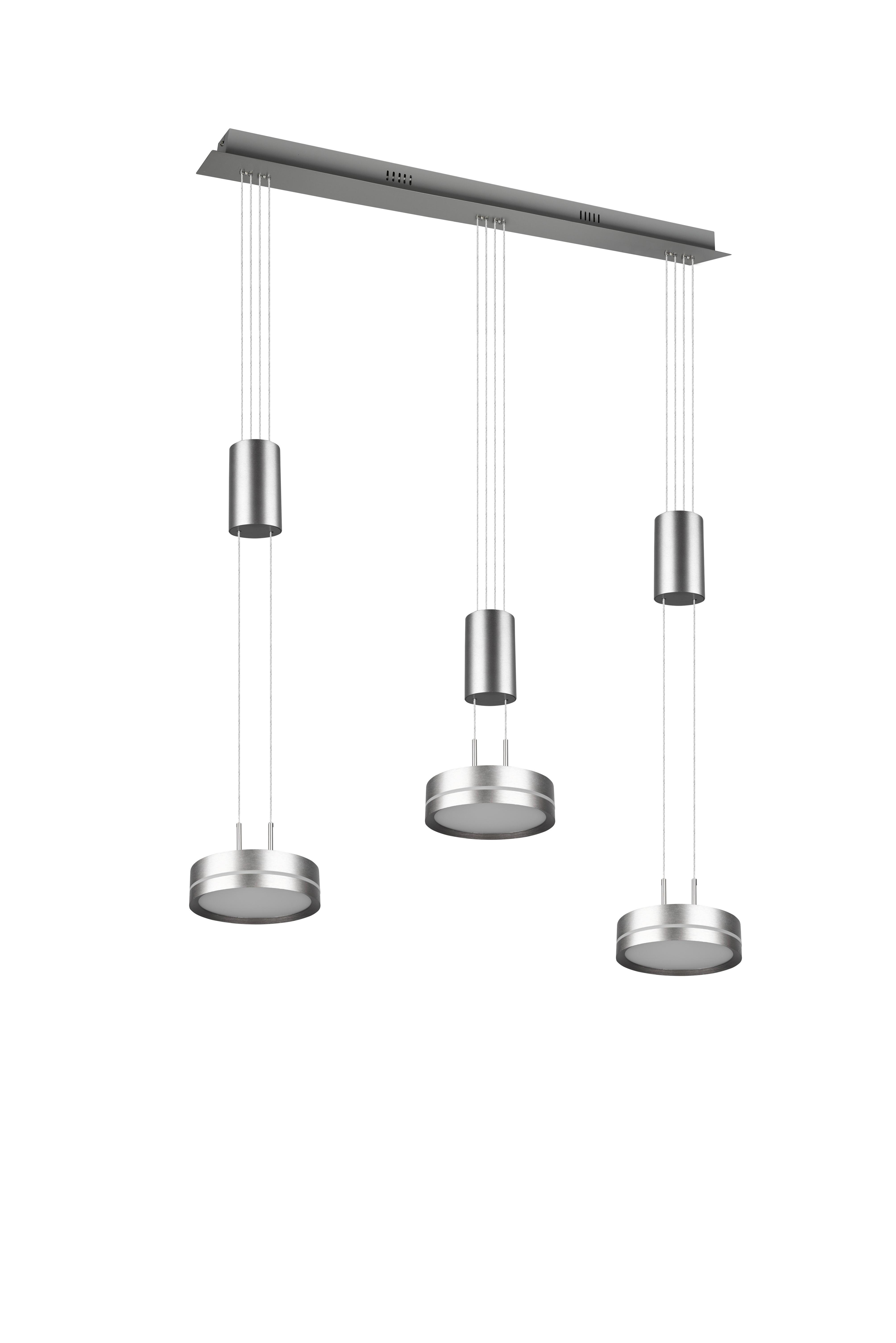 LED-Hängeleuchte Trio H: 150 cm 3-Flammig, dimmbar - Nickelfarben, Basics, Metall (85/150/14cm) - Trio Leuchten