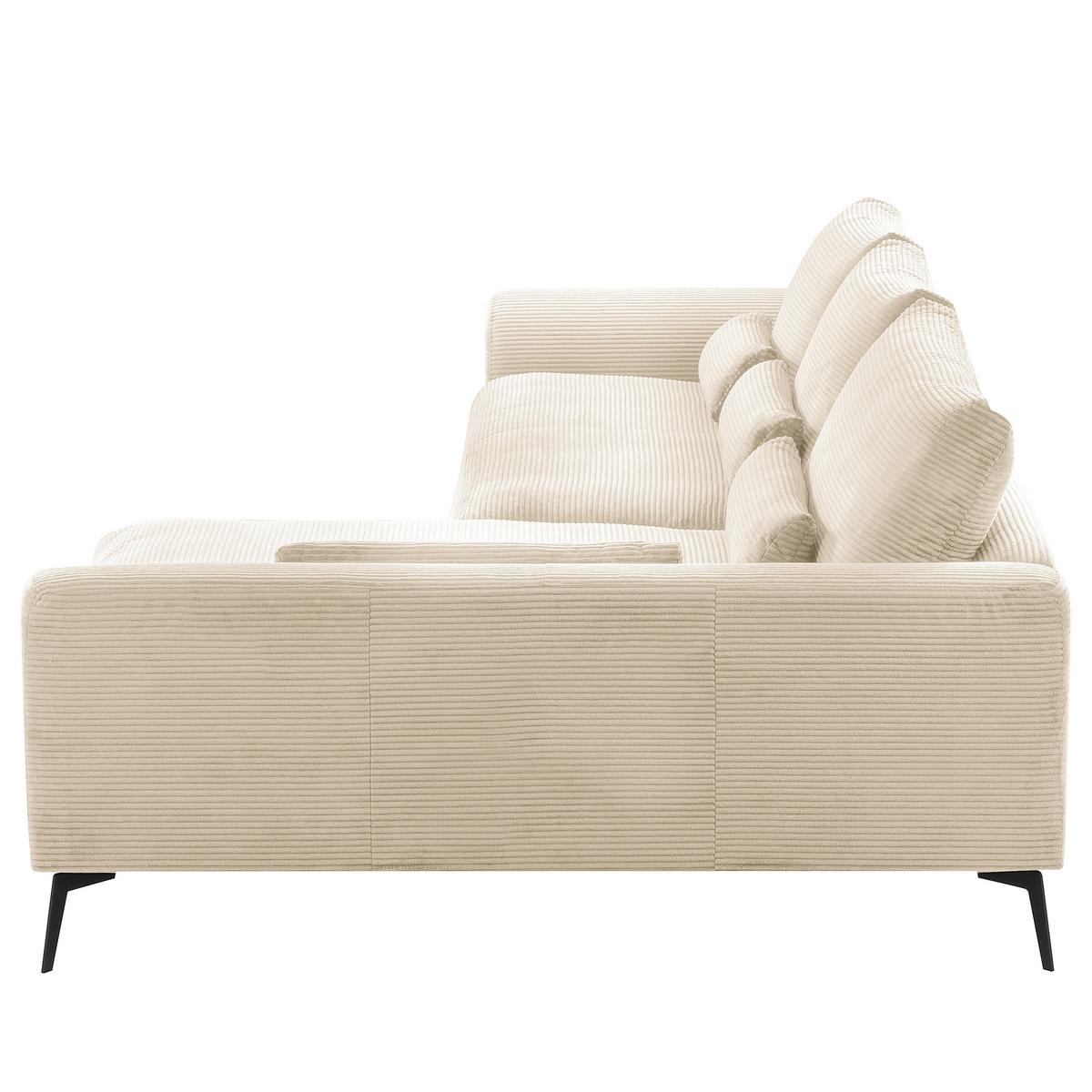 Ecksofa Berlin Cord Creme 313x172 cm - Creme/Schwarz, Design, Textil (313/172cm) - P & B