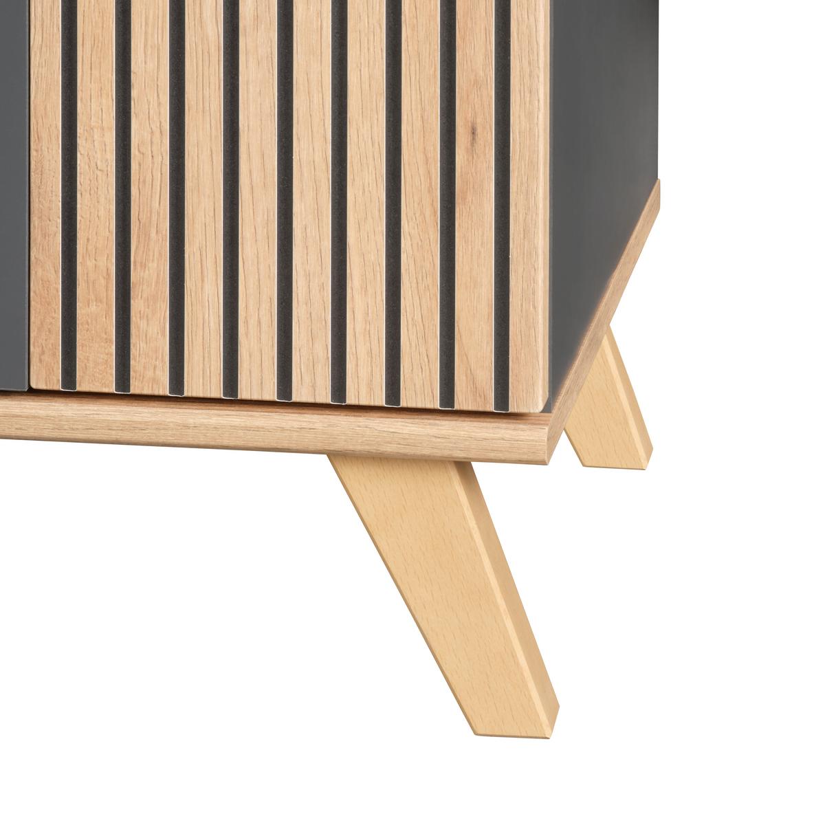 Garderobenbank Clever Anthrazit B: 90 cm - Eichefarben/Anthrazit, MODERN, Holzwerkstoff (90/52/38cm)