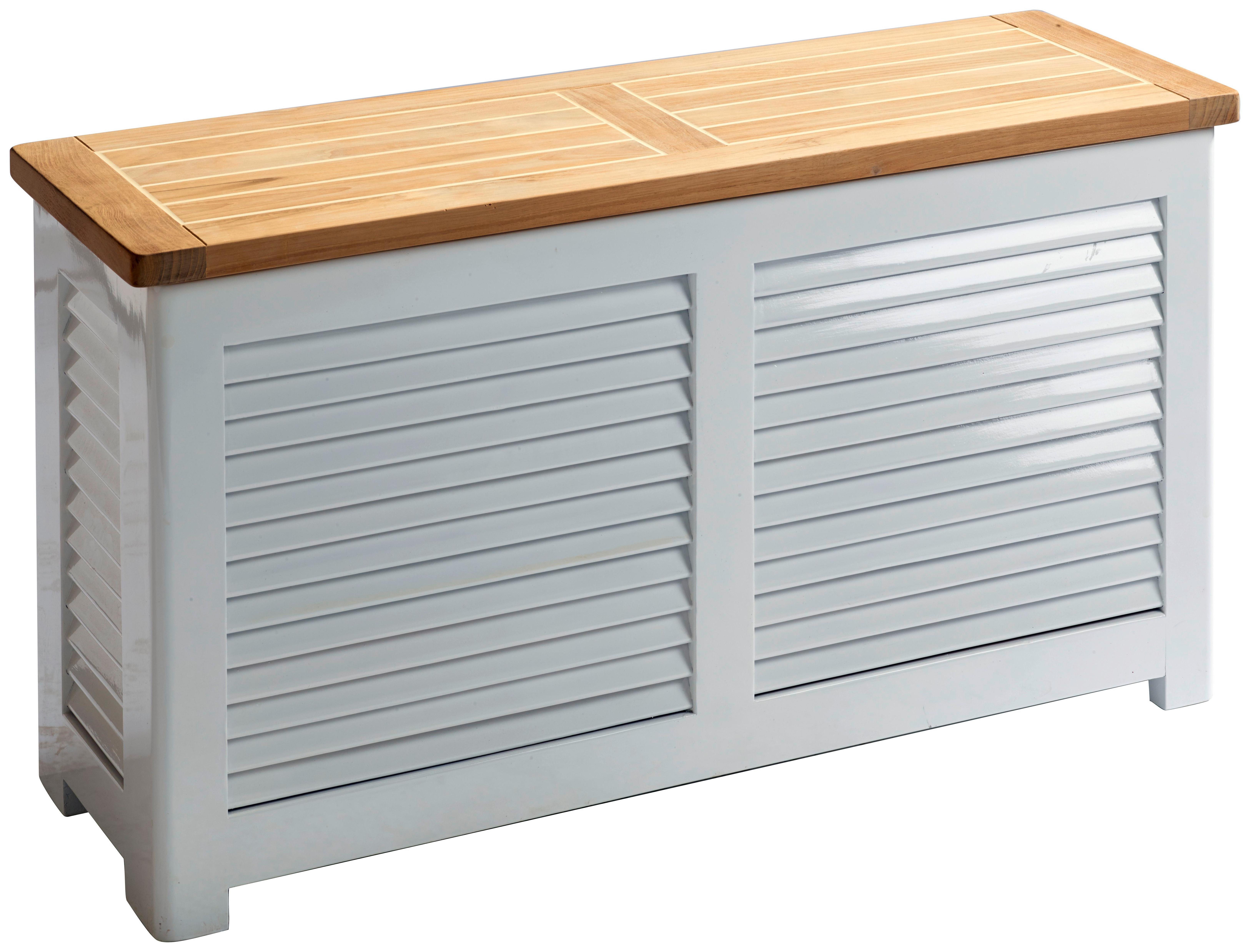 Truhe Classic 5056012 - Weiß/Teakfarben, ROMANTIK / LANDHAUS, Holz (90/48/30cm) - MID.YOU