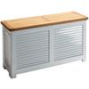Truhe Classic 5056012 - Weiß/Teakfarben, ROMANTIK / LANDHAUS, Holz (90/48/30cm) - MID.YOU