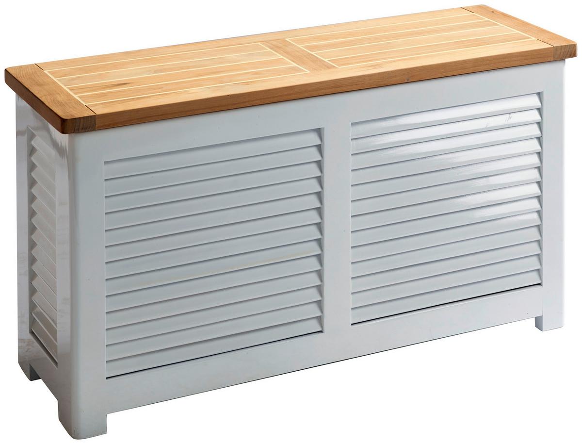 Truhe Classic 5056012 - Weiß/Teakfarben, ROMANTIK / LANDHAUS, Holz (90/48/30cm) - MID.YOU