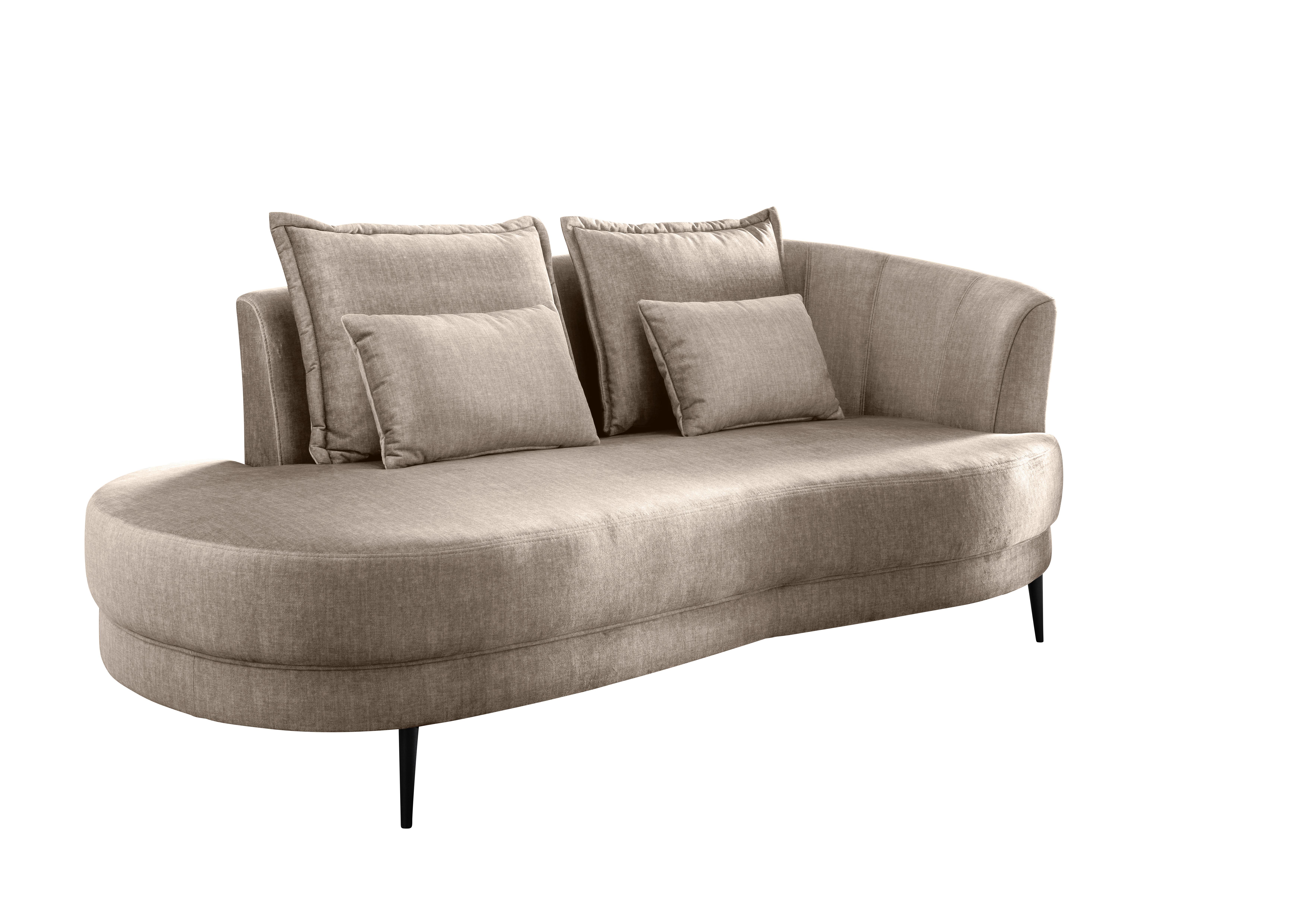 Ottomane Pistaccio Beige Velours, Rücken Echt B: 211 cm - Beige/Schwarz, MODERN, Textil (211/85/102cm) - Livetastic