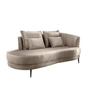 Ottomane Pistaccio Beige Velours, Rücken Echt B: 211 Cm - Beige/Schwarz, MODERN, Textil (211/85/102cm) - Livetastic
