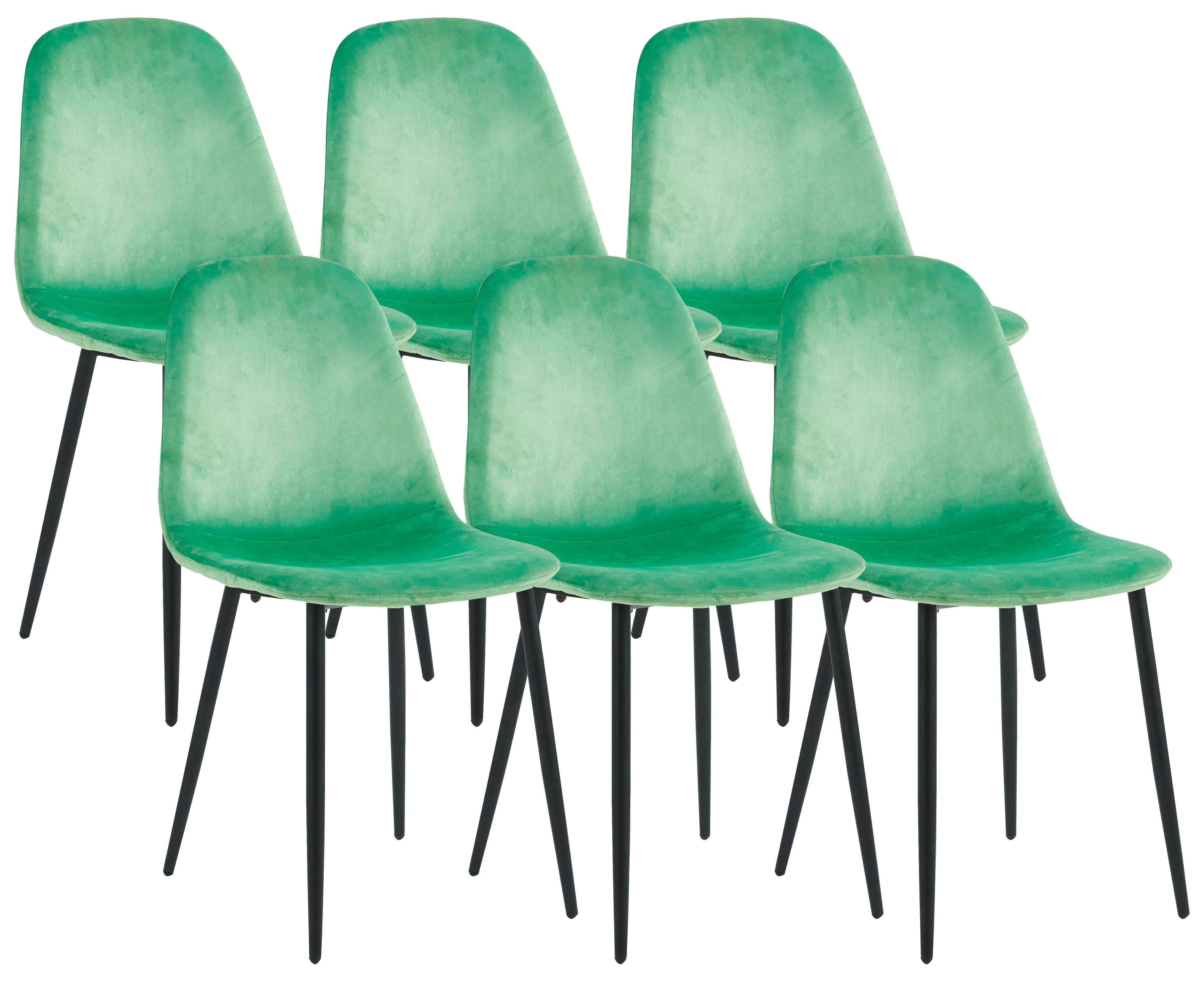 Stuhl-Set Fiolo 6er Mintgrün B: 41 cm - Schwarz/Mintgrün, Design, Holzwerkstoff/Metall (41/85/44cm) - MID.YOU
