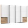 Schwebetürenschrank Mit Laden 350cm Level 36a, Weiß/eiche - Eichefarben/Weiß, Basics, Holzwerkstoff (350,00/216,00/65,00cm) - MID.YOU