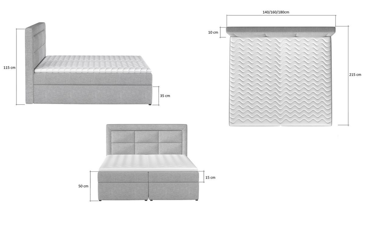 Boxbett Vivre Hellgrau Lf: 180x200 cm - Silberfarben/Hellgrau, MODERN, Holz/Textil (180/200cm) - MID.YOU