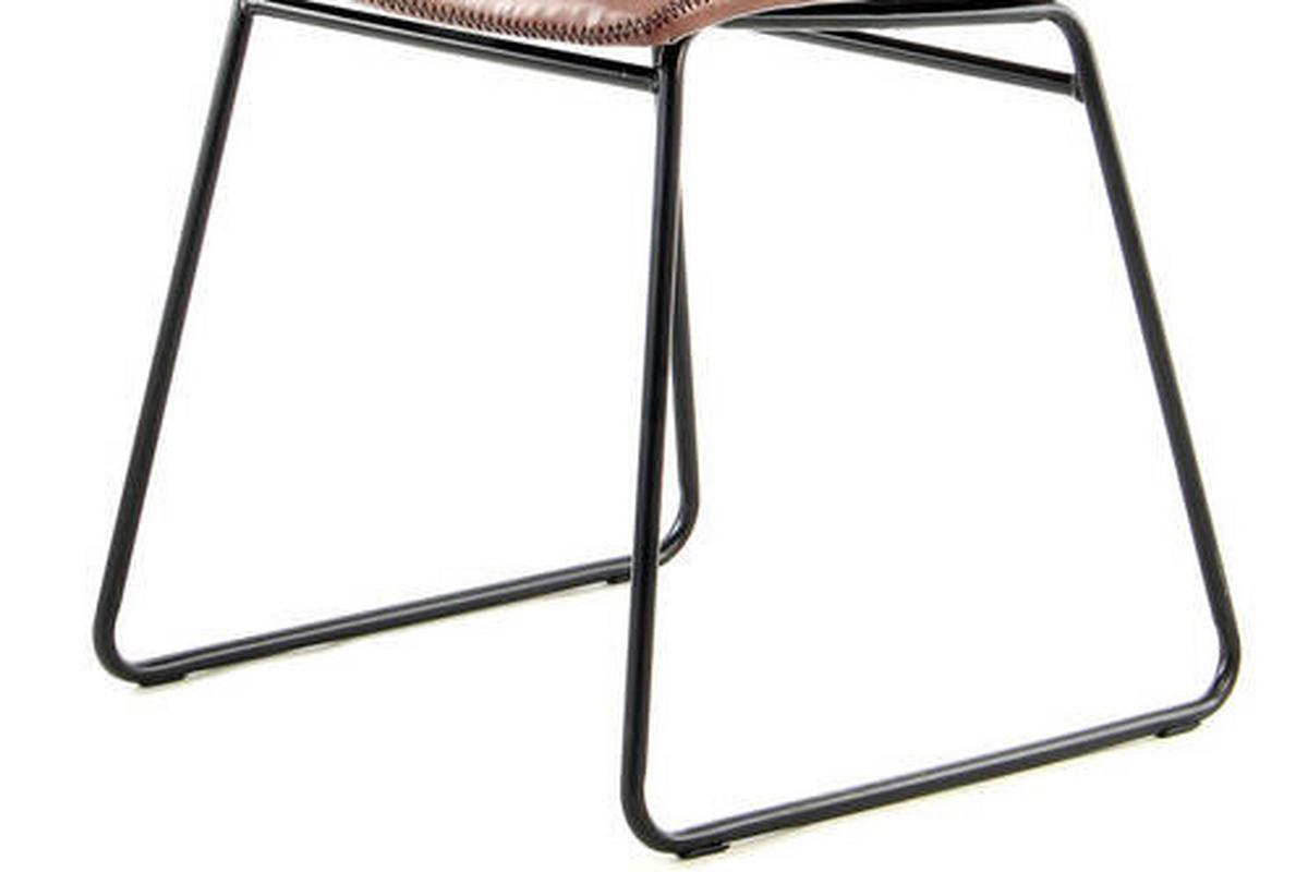 Esszimmerstuhl Caila Lederlook Braun 2er-Set - Braun, Trend, Textil/Metall (47,5/82/56cm) - Kayoom