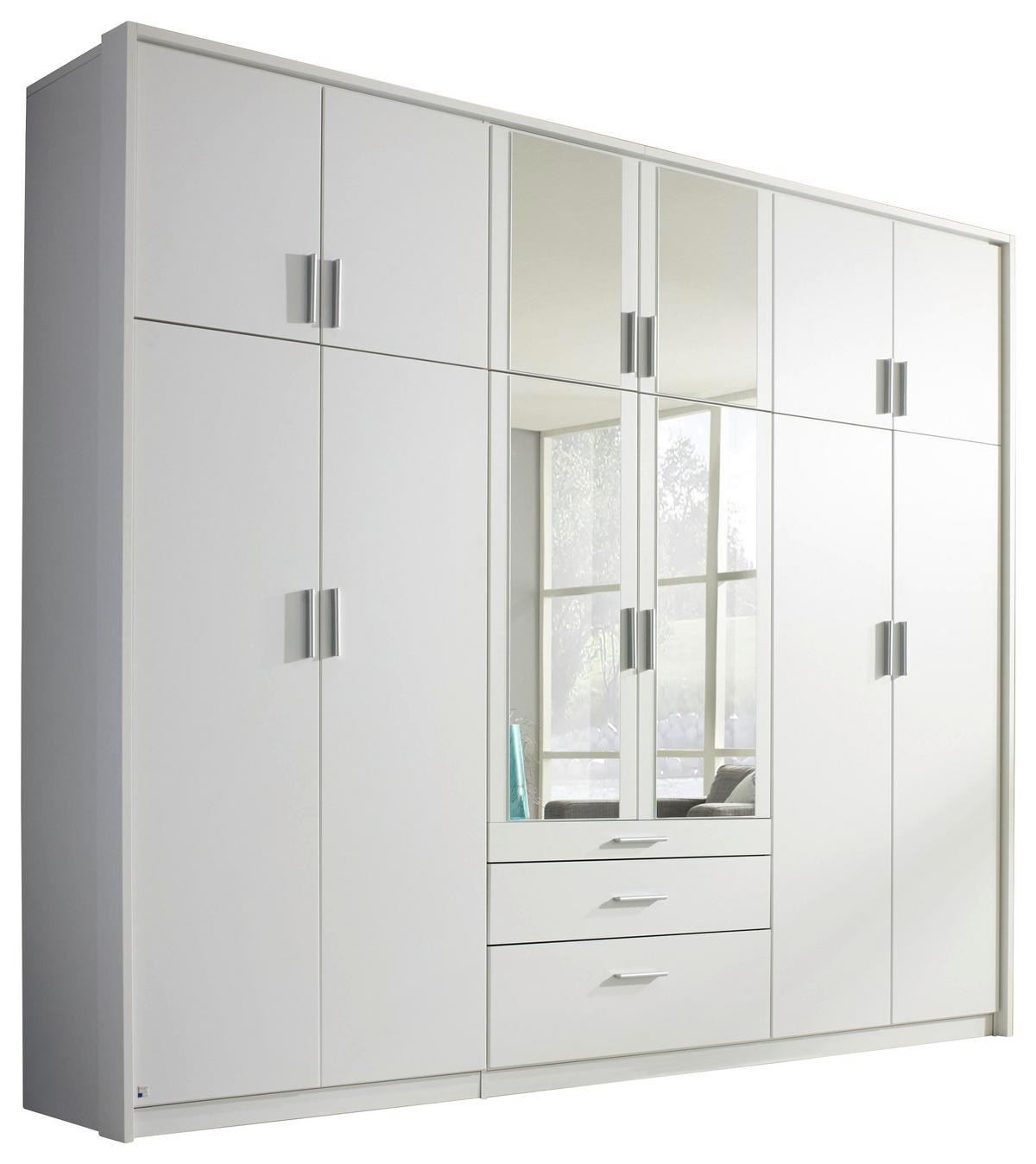 Drehtürenschrank Mit Spiegel 275cm Hildesheim, Weiß Dekor - Klar/Weiß, Design, Glas/Holzwerkstoff (275/231/56cm) - Rauch Möbel