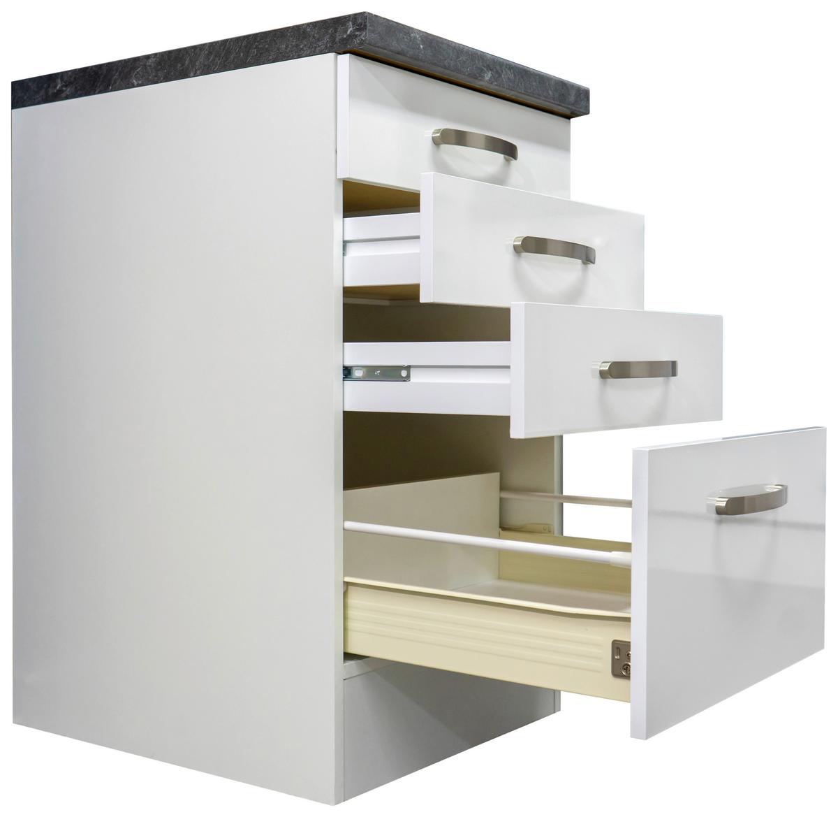 Küchenunterschrank Alba B: 50 cm Weiß/Schiefer mit Laden - Weiß Hochglanz/Weiß, MODERN, Holzwerkstoff (50/86/60cm)