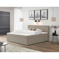 Boxbett mit Topper 200x200 cm Carolina - Sandfarben/Schwarz, Basics, Holz/Textil (200/200cm) - P & B