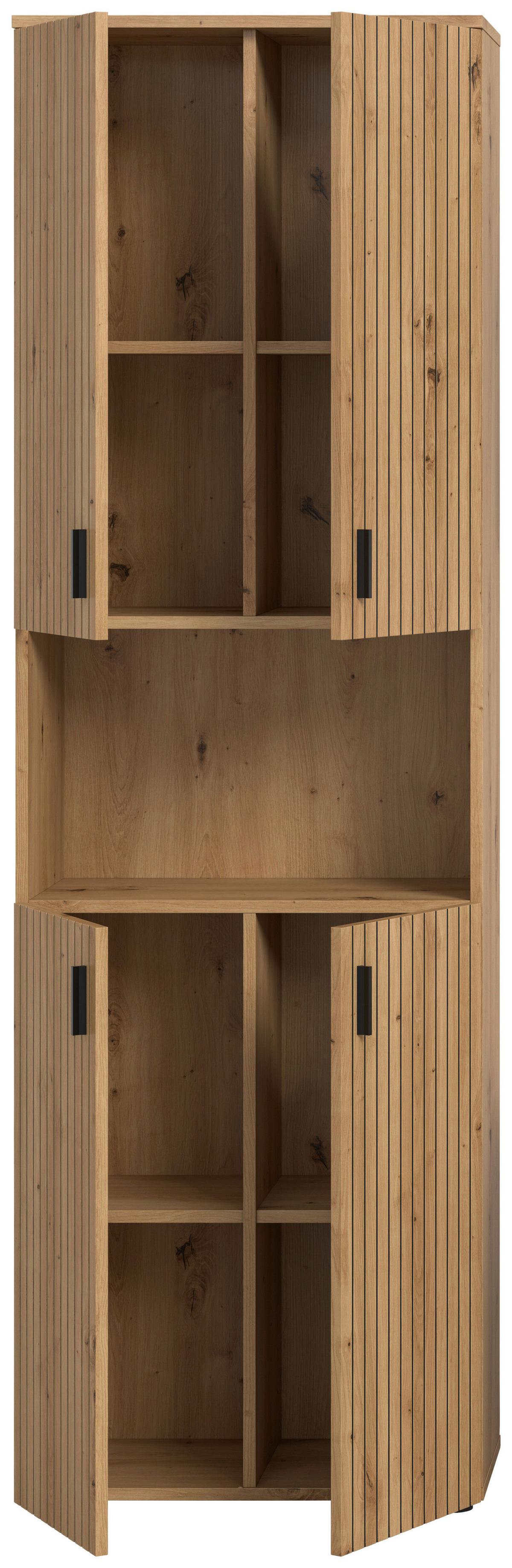 Hochschrank Mone Eiche Artisan B: 60cm - Schwarz/Eiche Artisan, Basics, Holzwerkstoff (60/192/30cm) - MID.YOU