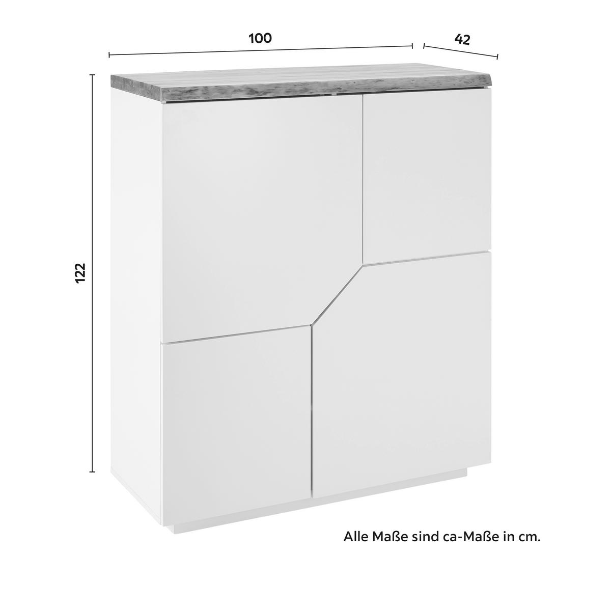 Komoda CARLOS - biela/farba duba, Modern, drevo (100/122/42cm) - Modern Living