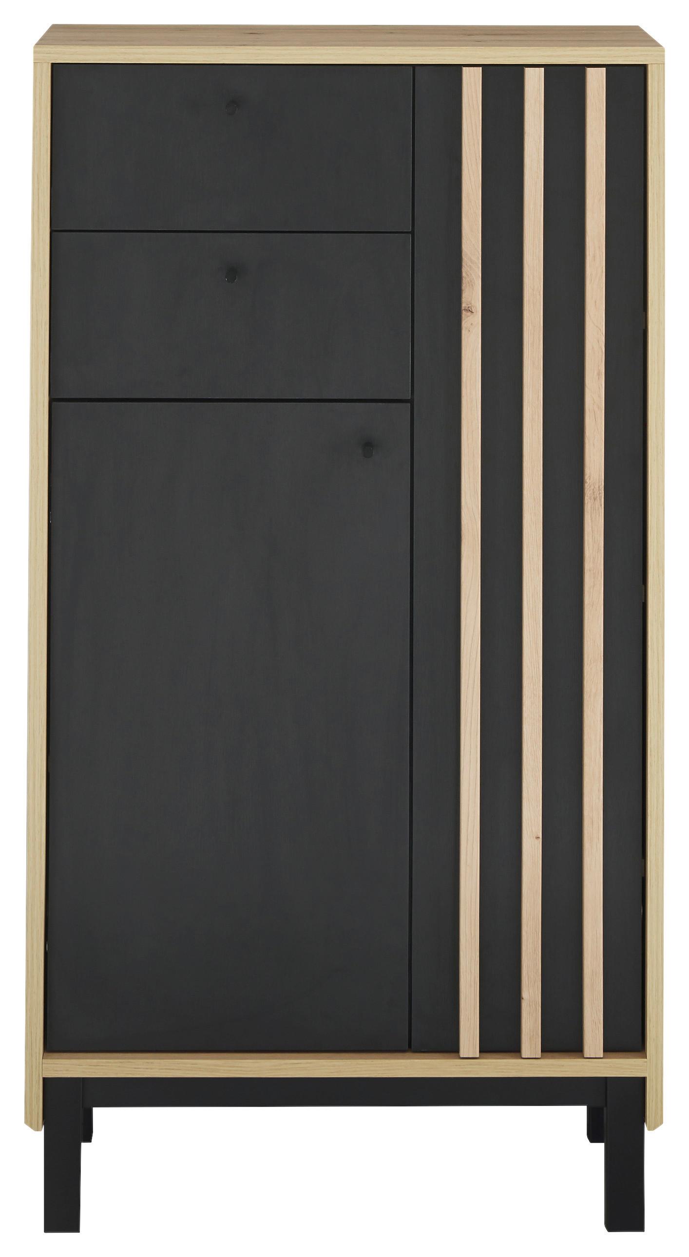 Midischrank Volano BxH 60x106 cm Eiche Dekor/Schwarz - Schwarz/Eiche Artisan, MODERN, Holzwerkstoff (60/106/32cm) - MID.YOU